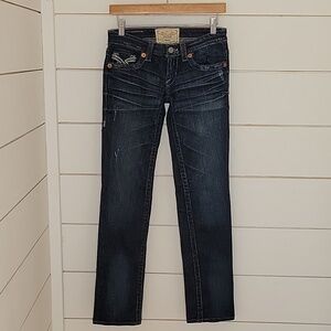 BIG STAR Nico Style 24 long dark wash distressed blue denim jeans skinny
